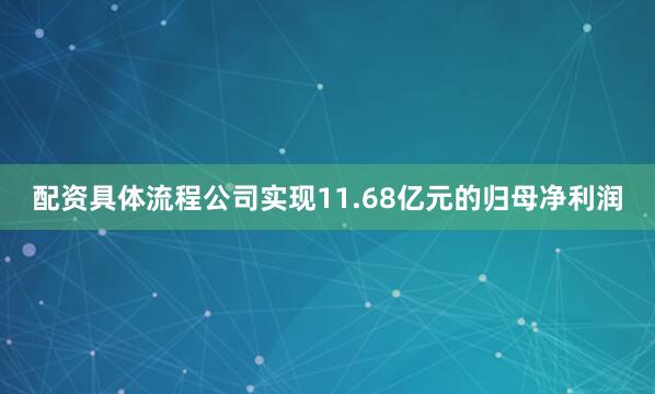 配资具体流程公司实现11.68亿元的归母净利润